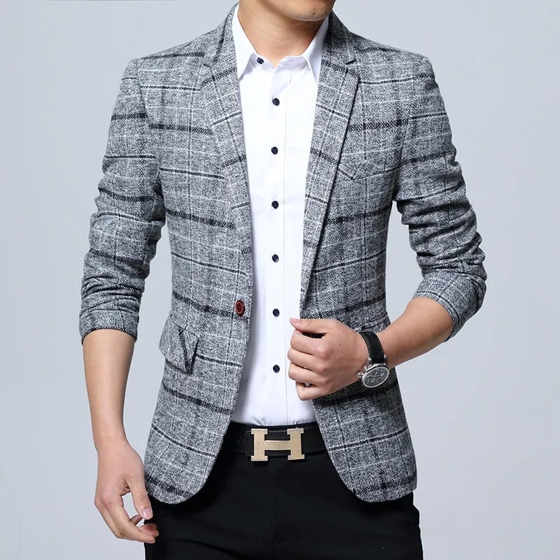 Elegant Checkered Blazer