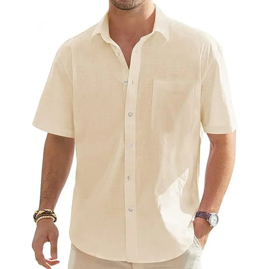 Cotton Linen Short-Sleeved Shirt